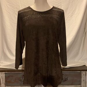 Elegant Brown Suede Women's Top